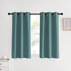 NICETOWN Modern Blackout Curtains Noise Reducing, Greyish Blue, 2 Panels, W34 x L40 -Inch, Thermal Insulated and Privacy Room Darkening Drape Panels for Boy's Guest Room Door Small Short Window