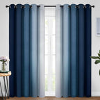 Yakamok Blue Ombre Curtains Room Darkening Grommet Curtains for Bedroom, Light Blocking Thermal Insulated Window Drapes for Living Room(2 Panels, 62x96 Inch)