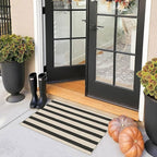 Black and White Striped Outdoor Rug - 2x3 Non-Slip Front Door Mat Outside Entrance Washable Doormat Indoor Outdoor Entry Rug Small Layered Rugs for Entryway Kitchen Front Porch Decor