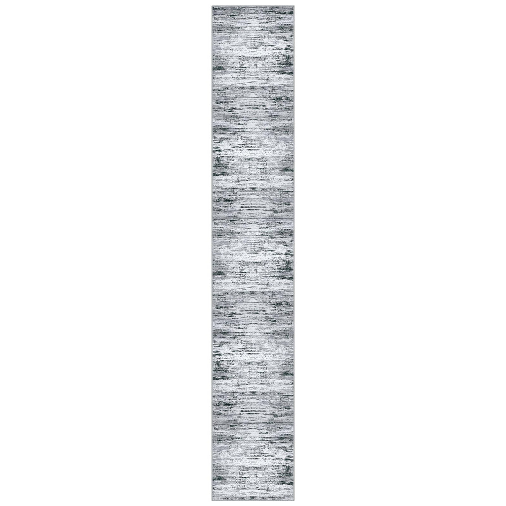 Lansny Modern Abstract Runner Rug 2x12, Black Grey White Washable Long Kitchen Runner Non-Slip Soft Hallway Rug Runner Thin Print Faux Wool Carpet for Entryway Bedroom Laundry Room Indoor Home Decor