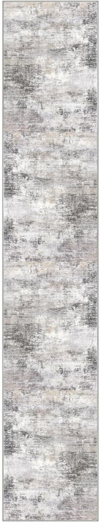 IOHOUZE Abstract Runner Rug 3x18 Ft Washable Runners for Hallways, Non Slip Kitchen Runner Printed Faux Wool Entryway Runner Indoor, Modern Abstract Floor Carpet for Hall Stair, Grey Beige