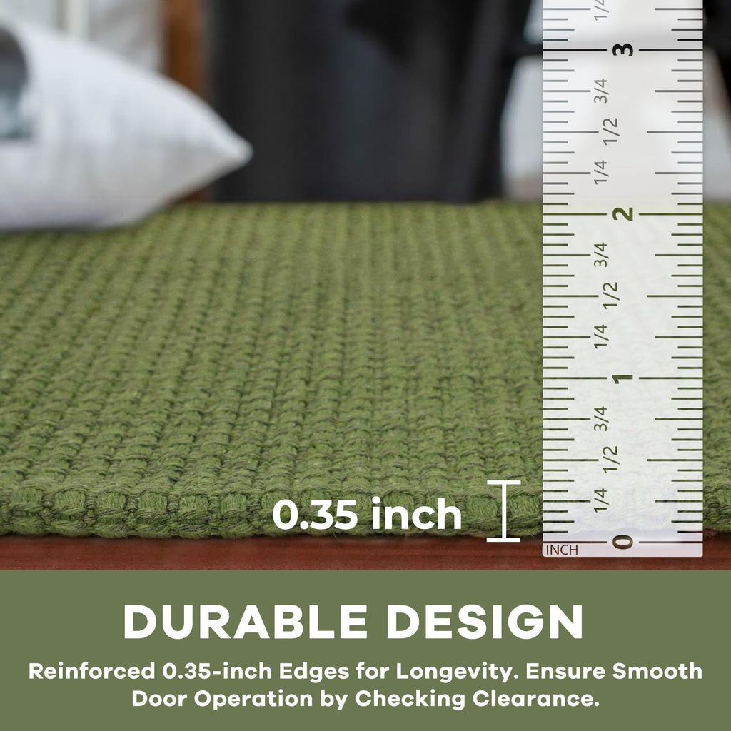 KOZYFLY Long Runners for Hallways 3x12 ft Washable Kitchen Runner Non Slip Rubber Backed Hallway Rugs Cotton Entryway Runner Rug Floor Carpet for Indoor Hall, Kitchen, Olive Green/Earthy Green