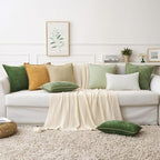 MIULEE Pack of 2 Couch Throw Pillow Covers 24x24 Inch Beige Farmhouse Decorative Pillow Covers with Stitched Edge Soft Chenille Solid Dyed Spring Pillow Covers for Sofa Bed Living Room