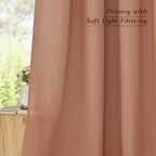NICETOWN Linen Flax Semi Sheer Curtains 94" Length, Grommet Window Treatments Privacy Added with Light Penetration Vertical Drapes for Loft/Home Office, Terracotta, W55 x L94, 2 Panels