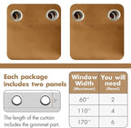 MIULEE Blackout Curtains 96 Inches Long for Bedroom Living Room Thermal Insulated Room Darkening Grommet Top Solid Light Blocking Drapery Set of 2 Window Panels Golden Brown