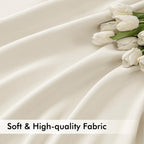 MIULEE Beige White Back Tab Blackout Curtains 52x102 Inch Long 2 Panels Set
