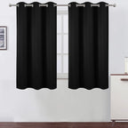 LEMOMO Black Blackout Curtains 42 x 54 Inch Length Set of 2 Panels Grommet Bedroom Curtains for Living Room