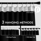 MIULEE Black Back Tab Blackout Curtains 52x94 Inch Long 2 Panels Set