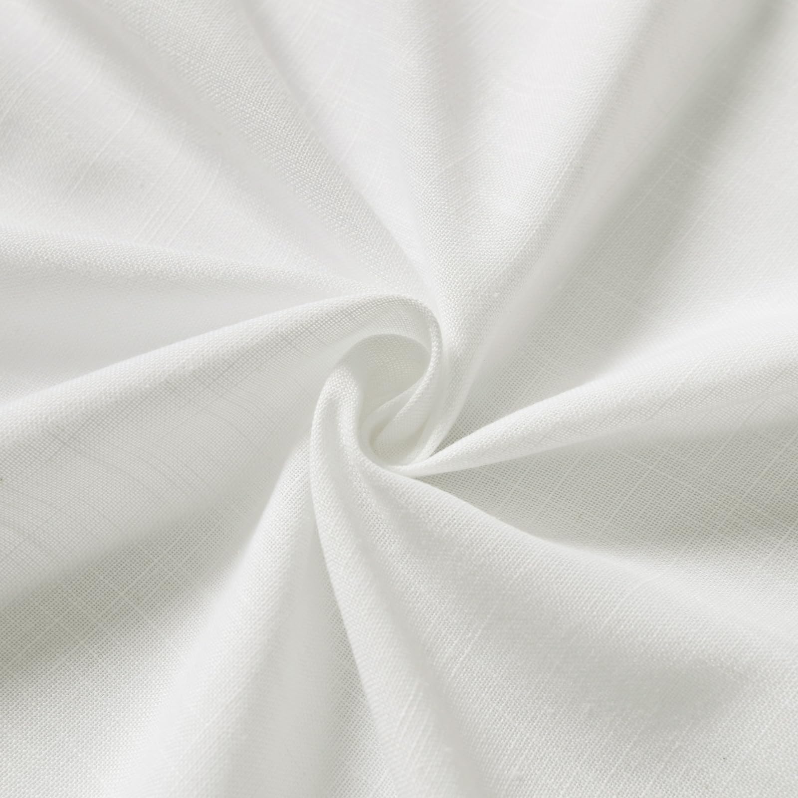 Nanspring Off White Cafe Curtains 45 Inch Length Set 2 Panel Back Tab Pocket Semi Sheer Short Linen White Curtain Tiers for Small Bathroom Window Basement 52x45