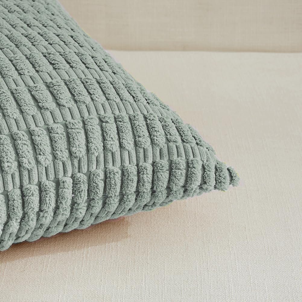 Fancy Homi 4 Packs Decorative Throw Pillow Covers for Living Room Couch Bed, Modern Farmhouse Boho Home Décor Accent Cushion Case, 18" x 18", Grey Blue