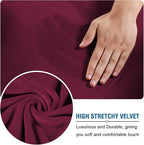 H.VERSAILTEX Wingback Chair Covers Velvet Plush Wing Chair Slipcover 1 Piece High Stretch Wing Back Chair Slipcovers Sofa Cover Furniture Cover with Elastic Bottom, Burgundy