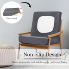 Newwiee Set of 4 Stretch Patio Cushion Covers Sofa Couch Seat Chair Slipcovers Cushion Cover Replacement Furniture Protector for Pets Washable(Dark Grey,Seat Cover,Solid)