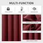 Joydeco Blackout Curtains 72 inches Long 2 Panels Set, Thermal Insulated Long Curtains 2 Burg, Room Darkening Grommet Drapes for Bedroom Living Room Windows (W42 x L72 Inch, Burgundy Red)
