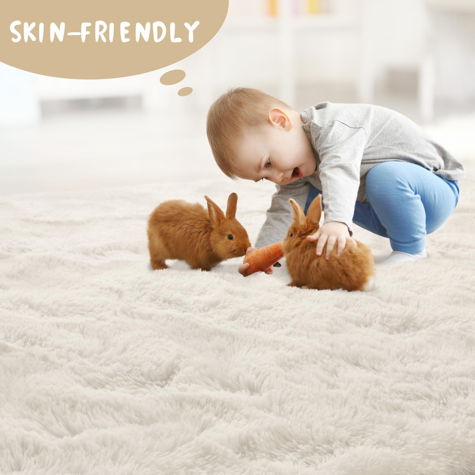 LOCHAS 2x8 Runner Rugs for Hallway, Fluffy Area Rugs for Bedroom, Cream