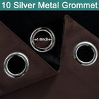 Yakamok 100% Blackout Curtains for Bedroom, 2 Thick Layers Thermal Insulated Grommet Total Blackout Drapes with Black Liner for Living Room (62Wx96L,Chocolate Brown, 2 Panels)