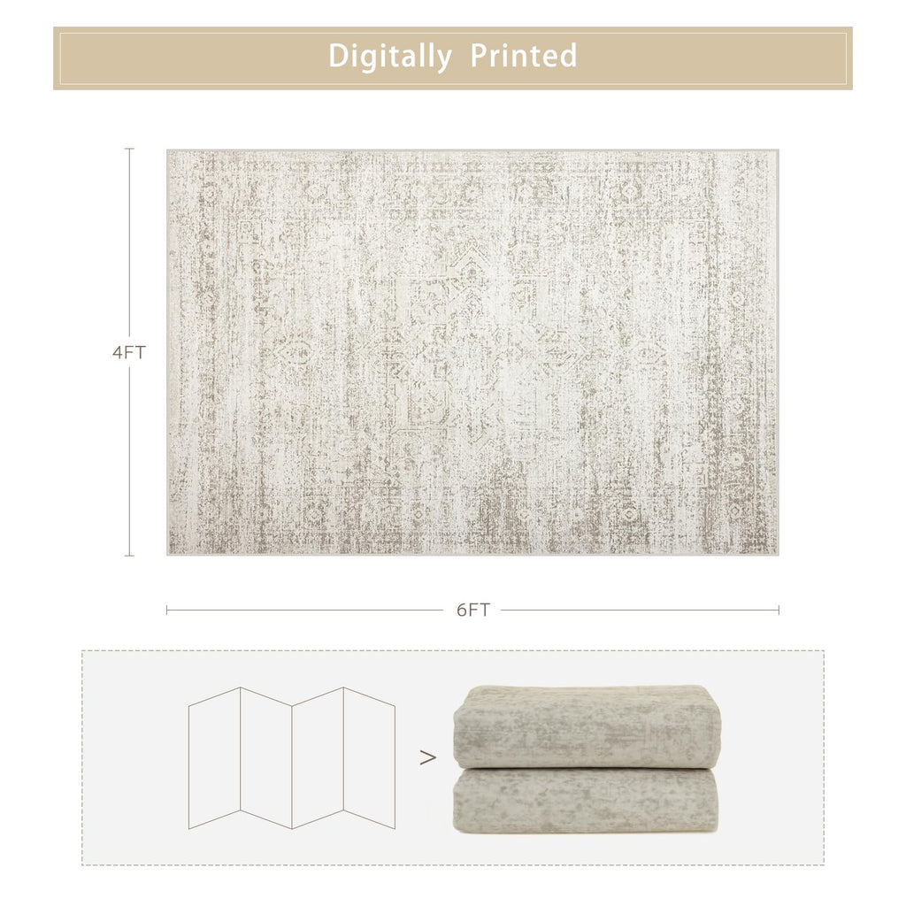 Small Washable Rugs 4x6 Area Rugs for Living Room,Bedroom,Kids Room,Nursery