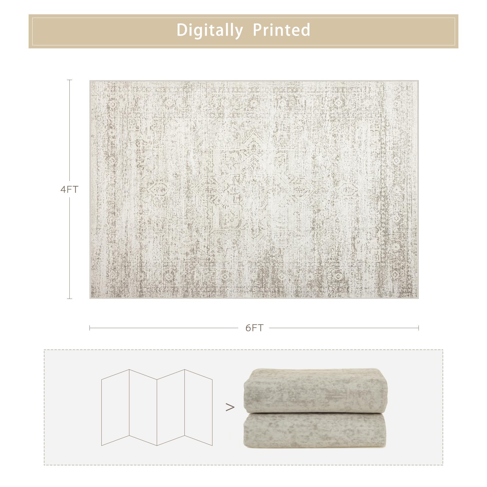 Small Washable Rugs 4x6 Area Rugs for Living Room,Bedroom,Kids Room,Nursery