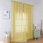 Simplebrand Yellow Sheer Curtains 96 Inches Long, Light Filtering Rod Pocket Solid Color Window Sheer Curtain Panels, Elegant Curtains & Drapes for Living Room, Bedroom 2 Panels, 42" W x 96" L