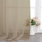 Chyhomenyc Taupe Sheer Curtains 63 Inch Length 2 Panels, Light Filtering Airy Rod Pocket Window Curtain Treatment Drapes for Bedroom Living, Each 42Wx63L Inches