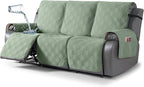 TAOCOCO 100% Waterproof Recliner Sofa Cover, Non Slip Split Couch Covers for Reclining Couches with Straps, Washable Reclining Sofa Cover Furniture Protector for Kids Pets(3 Seater, Sage Green)