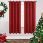 Joydeco Blackout Curtains 72 Inch Length 2 Panels Set, Thermal Insulated Long Curtains& Drapes 2 Burg, Room Darkening Grommet Drapes for Living Room Bedroom Window (W52 x L72 Inch, Red)