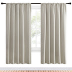 NICETOWN Blackout Curtains for Living Curtains, Room Darkening Window Curtain Panels, Easy-Care Solid Thermal Insulated Draperies/Drapes for Daughter Room (Natural, 2 Panels, 52 by 72)