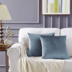 GIGIZAZA Stone Blue Velvet Throw Pillow Covers 20x20 Pack of 2