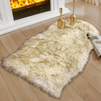 Ciicool Faux Sheepskin Rugs Soft Faux Fur Rug White Gradient Dark Green