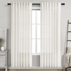 Nanspring Mist Sage Linen Curtains Semi Sheer 96 Inches Long 2 Panels Set for Living Room Back Tab Rod Pocket Light Filtering Drape for Bedroom Modern Farmhouse Coastal Decor Protect Privacy 52x96 — 기타