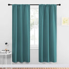 NICETOWN Blackout Curtains for Living Curtains, Three Pass Microfiber Noise Reducing Thermal Insulated Solid Rod Pocket Blackout Window Curtains for Kids Room (Sea Teal, 2 Panels, 34-inch x 72-inch)