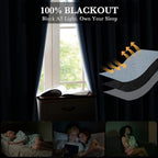 RYB HOME Smoky Blue 100% Blackout Curtains 63 inch Long, Light Blacking & Thermal Insulated Curtains for Nursery/Bedroom/Boys'Room, Back Tab & Rod Pocket Window Treatment, W52 x L63, 2 Panels