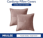 MIULEE Spring Decorative Throw Pillow Covers for Couch Bed Livingroom 20x20 Inch Set of 2 Blush Pink Boho Accent Throw Pllows Broadside Striped Patchwork Soft Corduroy Pillowcases Valentine Decor