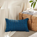 Fancy Homi 4 Packs Teal Lumbar Decorative Throw Pillow Covers 12x20 Inch for Living Room Couch Bed Sofa, Farmhouse Boho Home Decor, Soft Striped Corduroy Rectangle Cushion Case 30x50 cm