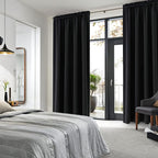 DWCN Blackout Curtains for Living Room Thermal Insulated, Energy Saving & Noise Reducing Bedroom Curtains, Black, W 70x L 84 Inch, Set of 2 Rod Pocket Curtain Panels