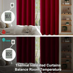 Simplebrand Ava Red Blackout Curtains for Bedroom 63 Inch Length 2 Panels Set, Nursery Thermal Insulated Energy Saving Rod Pocket Window Treatment Curtains Blackout Drapes, W40 x L63 Inch, Red