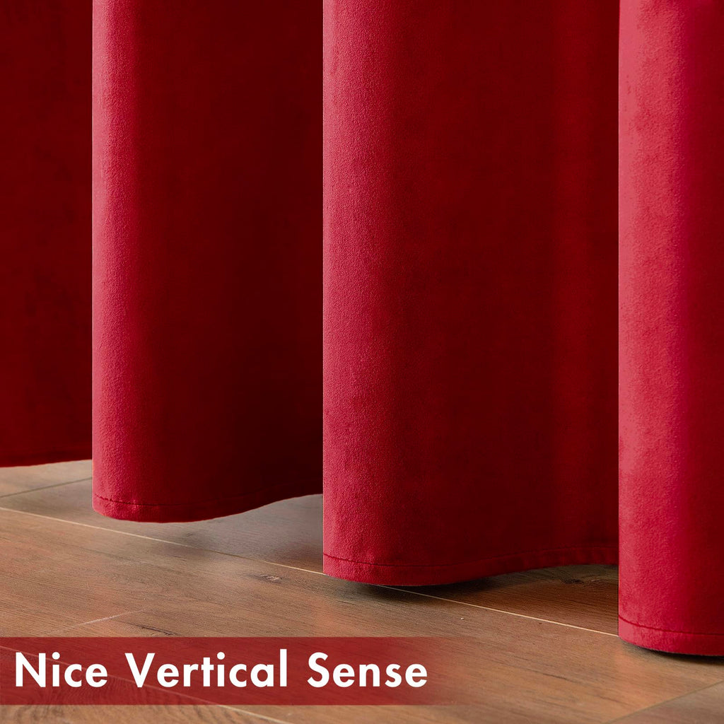 MIULEE Velvet Curtains Christmas Red 52 x 108 Inch Length Set of 2