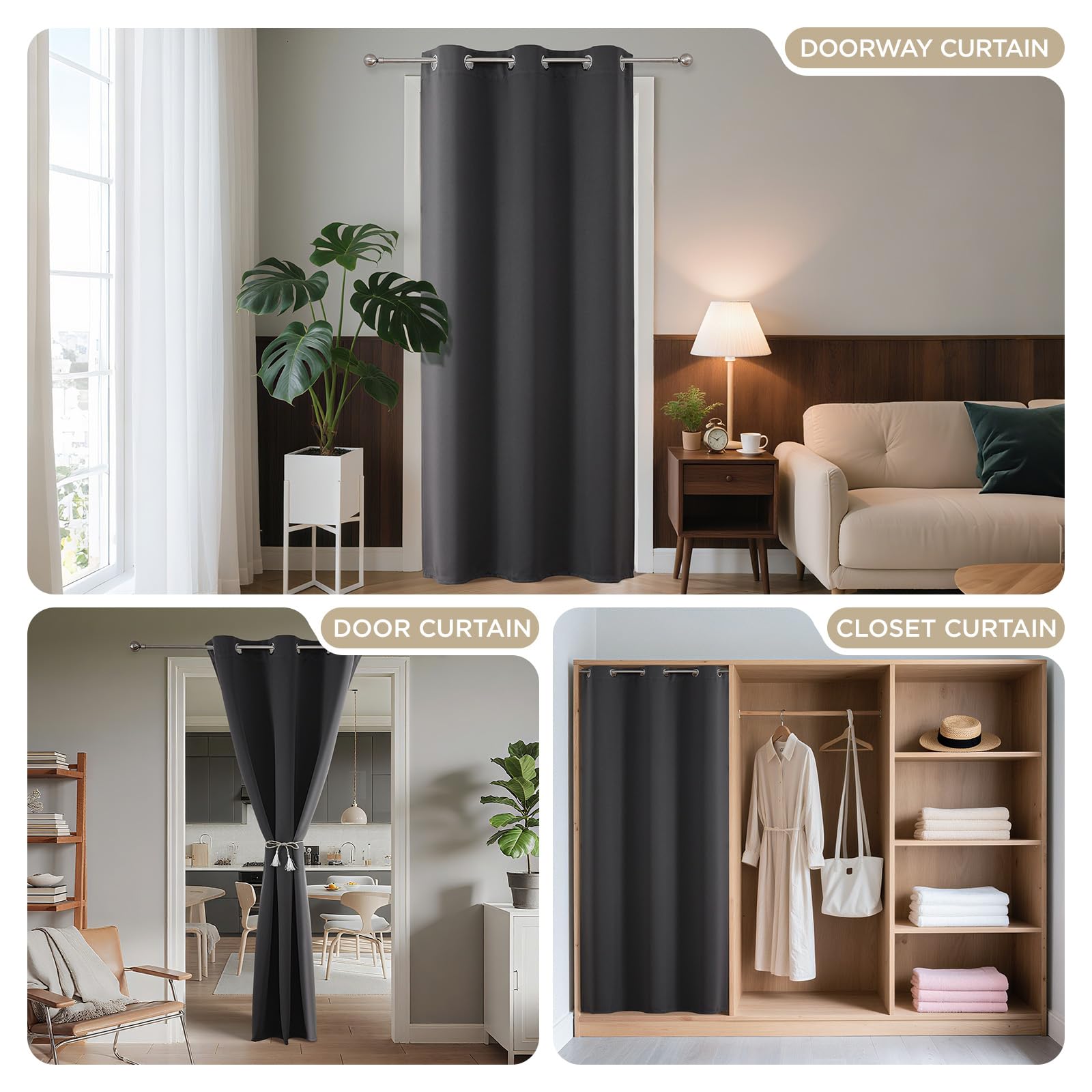 Joydeco Door Curtain Blackout Curtains for Doorway Privacy Closet Drapes