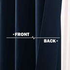 NICETOWN Blackout Kitchen Curtains and Draperies - Navy Half Window Treatment Short Curtain Panels with Grommet-Top Design for Kitchen/Bathroom/Cafe, 42W x 36L.2 inches Header, 2 Panels