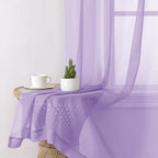 Aiyufeng Light Purple Sheer Curtain Panels Pair Sold 96 Inch Length, Light Filtering Window Curtain Drapes Treatment for Kitchen, Bedroom/Children Room, Voile Top Dual Rod Pocket, 2 Pack of 42 x 96"