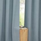NICETOWN Linen 36 inch Curtains for Kitchen Window, Grommet Thick Flax Linen Stone Blue Small Window Treatments Privacy Assured with Light Filtering for Cafe/Kids Room, W42 x L36, 2 Panels