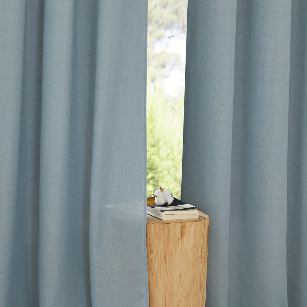NICETOWN Linen 36 inch Curtains for Kitchen Window, Grommet Thick Flax Linen Stone Blue Small Window Treatments Privacy Assured with Light Filtering for Cafe/Kids Room, W42 x L36, 2 Panels