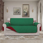 Easy-Going Sofa Slipcover Reversible Loveseat Sofa Cover Couch Cover for 2 Cushion Couch Furniture Protector with Elastic Straps for Pets Kids Dog Cat (Oversized Loveseat, Green/Christmas Red)