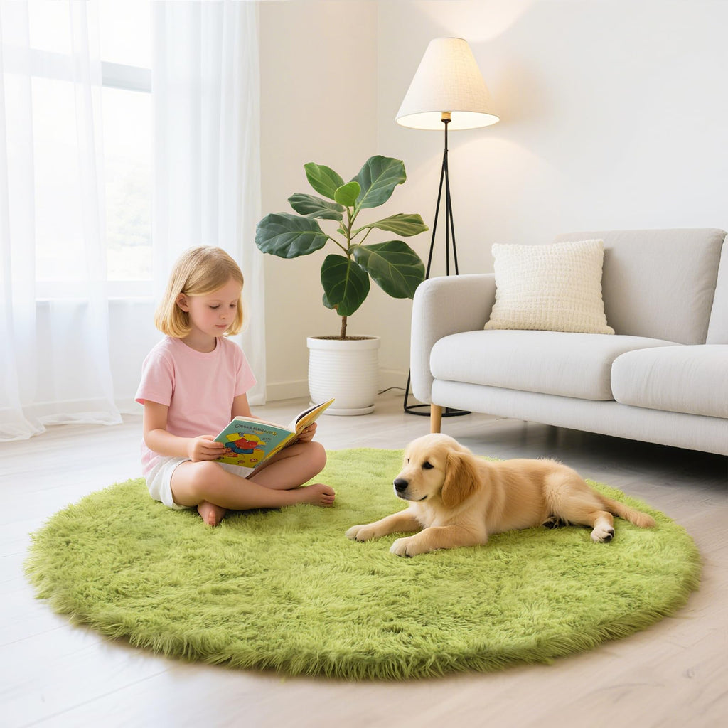 Fluffy Round Area Rugs,6'X6'Shag Circle Small Area Rugs for Bedroom