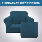 H.VERSAILTEX 2-Pieces Armchair Cover Chair Slipcovers with Arms Furniture Protector Cover Fit Armchair Width Up to 47 Inch, Jacquard Spandex Couch Covers Armchair Slipcover - Deep Teal, Chair