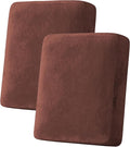 H.VERSAILTEX Velvet Stretch Couch Cushion Cover Plush Cushion Slipcover for Chair Loveseat Sofa Cushion Furniture Protector Seat Cushion Sofa Cover (2 Piece Medium Sofa Cushion Covers, Burnt Brick)