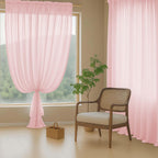 Ebesto Blush Pink Sheer Curtains 90 Inches Long 2 Panels, Light Filtering Solid Sheer Curtains for Bedroom Living Room, Lightweight Soft Airy Voile Sheer Drapes, Dual Rod Pocket, 2x42Wx90L Inches