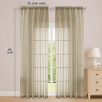 OWENIE Taupe Sheer Curtain 90 Inches Long 2 Panels Set, Solid Filmy Drapes for Living Room Bedroom, Elegant Window Voile Sheer Curtain Panels Drapes, 2 Pcs, Each 59" Wx90 L Inch