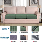 H.VERSAILTEX Super Stretch Individual Seat Cushion Covers - Sofa & Couch Cushion Slipcover Sets - Thick Jacquard Textured Twill Fabric (3 Piece XL Sofa Cushion Covers, Loden Frost)