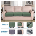 H.VERSAILTEX Super Stretch Individual Seat Sofa Covers Couch Cushion Covers Slipcover Sets Thick Jacquard Textured Twill Fabric (3 Piece, Loden Frost)