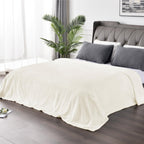 BEDELITE 3D Ribbed Jacquard Cream Blankets Queen Size for Bed, 90x90 Inch